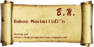Babos Maximilián névjegykártya